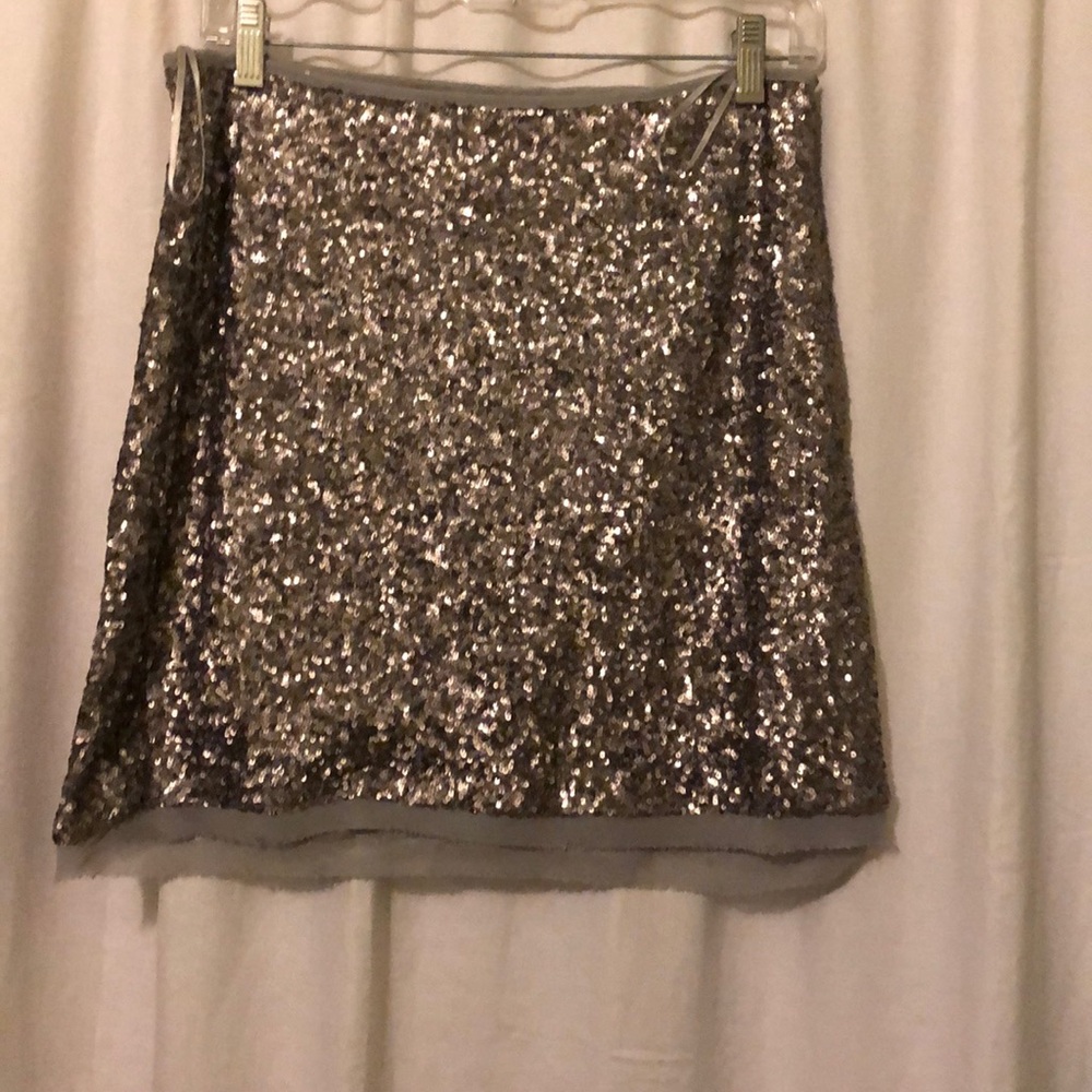 Olive and Oak Silver Sequin Skirt